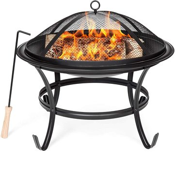 IPRee Best Choice Products 22in Steel Outdoor BBQ Grill Fire Pit Bowl w/Screen Cover Log Grate Poker for Camping Bonfire - Matthew Petersen