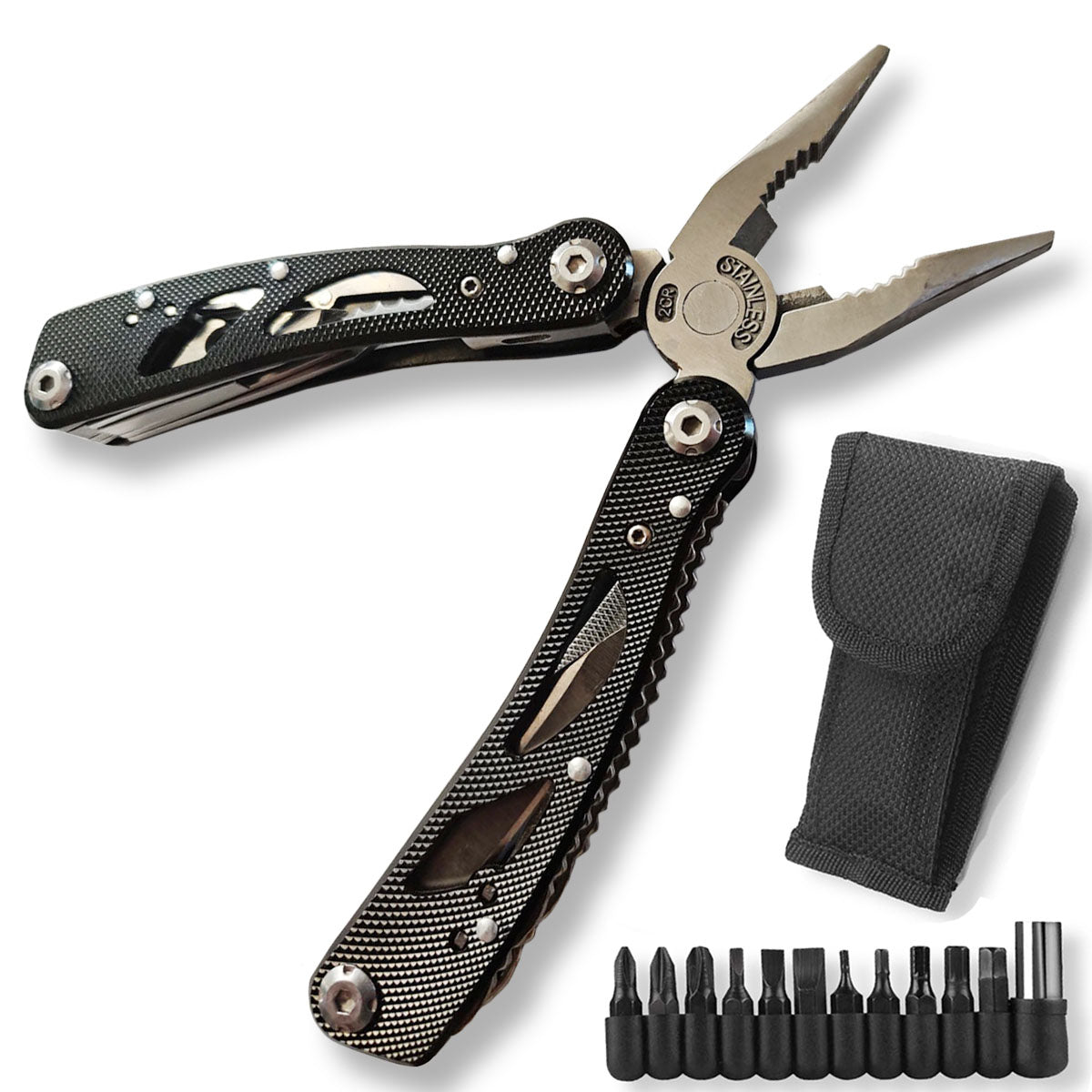 Multitool Knife Pliers Pocket Knives Saw Kit Survival Folding Multi Tool with Screwdriver Bits Set Outdoor Fishing Camping Accessories Emergency Multifunctional Gift for Men Boyfriend Father - Matthew Petersen