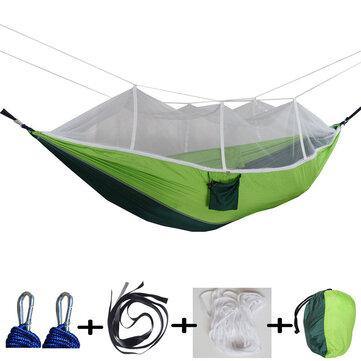 260x140cm Double People Mosquito Hammock Camping Garden Sleeping Hanging Bed With Carabiners Storage Bag - Matthew Petersen